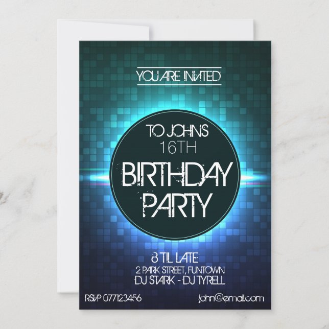 Night Club Style Birthday Invitation (Front)