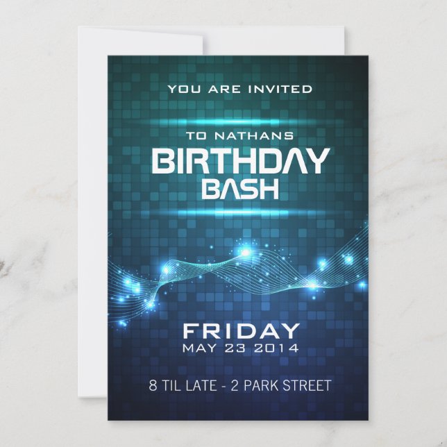 Night Club Style Birthday Invitation (Front)