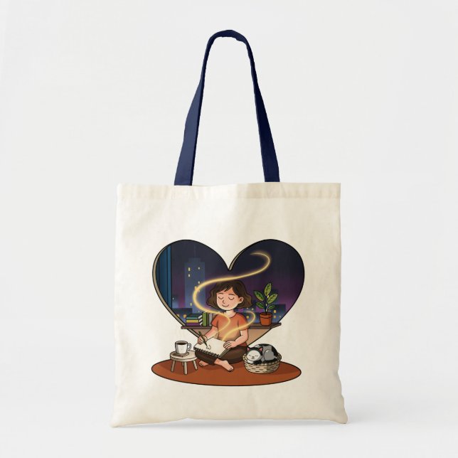 Night Creator Cozy Heart Window Art Tote Bag (Front)
