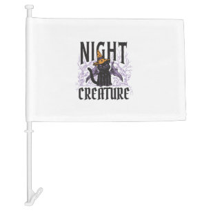 Night Creature Funny Halloween Cat Car Flag