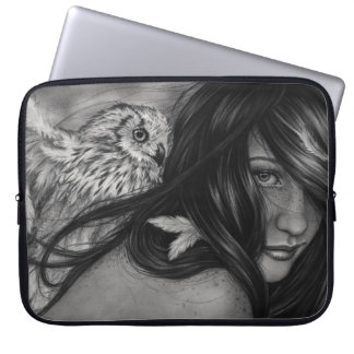 Night Creatures Owl Girl Laptop Sleeve