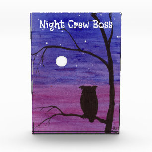 Night Crew Boss Owl Acrylic Award