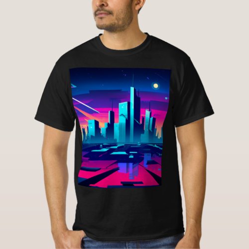 Night cyberpunk style city T_Shirt