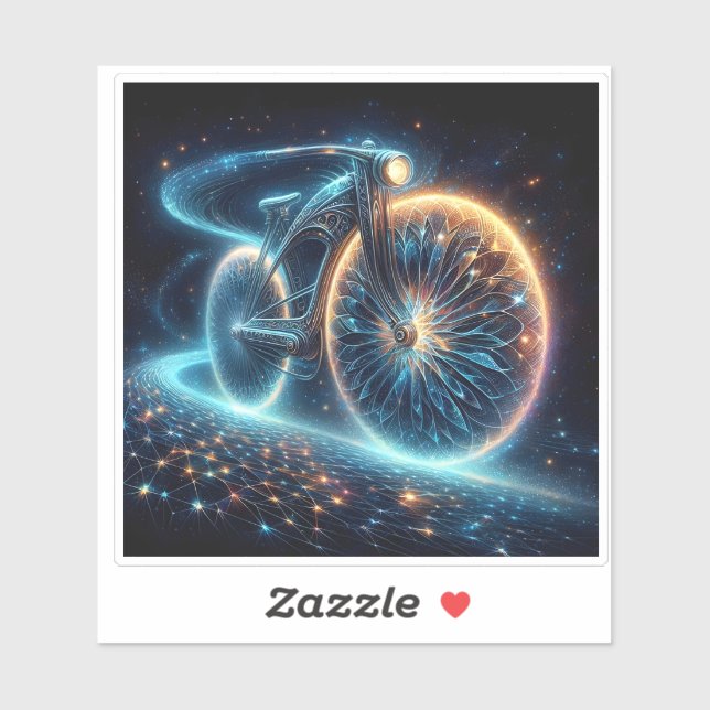 Night Cyclist in a Cosmic Vortex Sticker (Sheet)