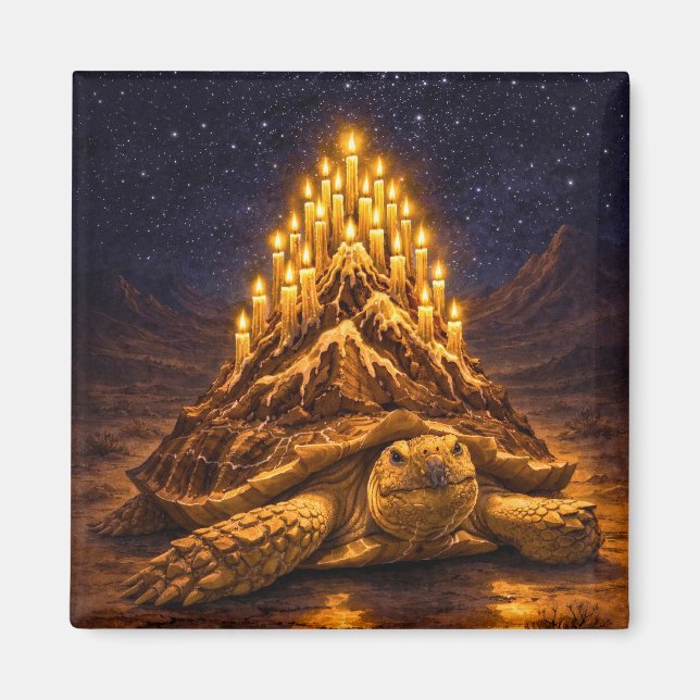 Night Desert Sulca Tortoise birthday cake mountain Magnet (Front)