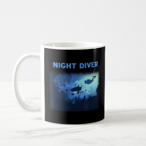 Night Diver Scuba Diving Underwater Snorkel Vacati Coffee Mug