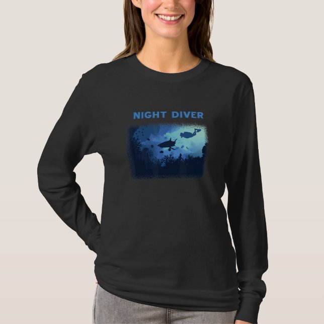 Night Diver Scuba Diving Underwater Snorkel Vacati T-Shirt (Front)