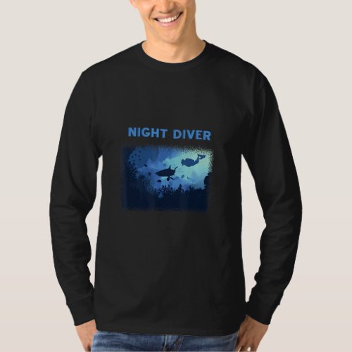 Night Diver Scuba Diving Underwater Snorkel Vacati T_Shirt