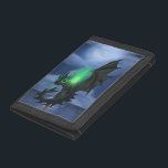 Night Dragon Trifold Wallet<br><div class="desc">This art is a Night Dragon on a torch pole lite with green fire at night by the sea. It is a mysterious dragon that is very protective of its dragon race. It is untamable, you do not order it around. You make deals with it at a price. The colors...</div>