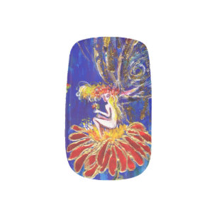 NIGHT FAERY ON THE RED FLOWER MINX NAIL ART