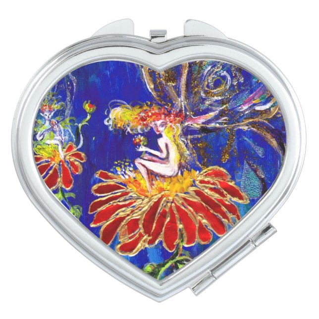 NIGHT FAERY ON THE RED FLOWER MIRROR FOR MAKEUP (Front)