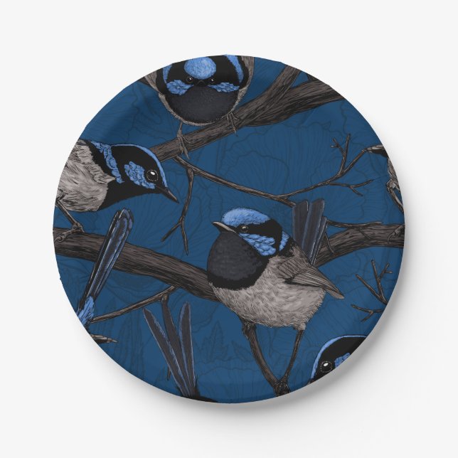 Night fairy wrens paper plates (Front)