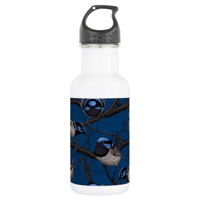 Night fairy wrens stainless steel water bottle (Front)