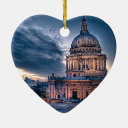 Night falls over St Pauls Cathedral London Ceramic Ornament