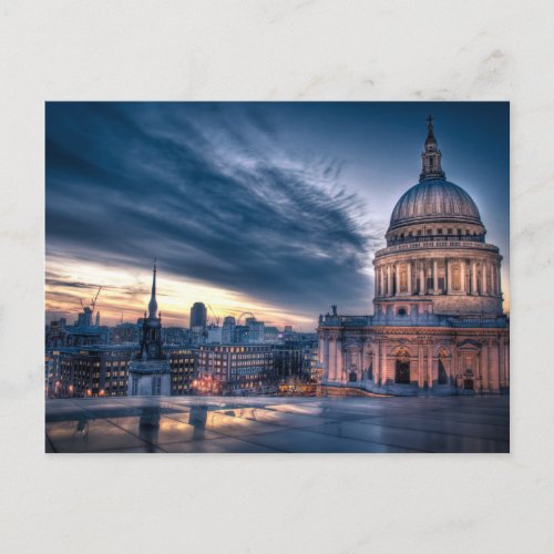 Night falls over St Pauls Cathedral London Postcard