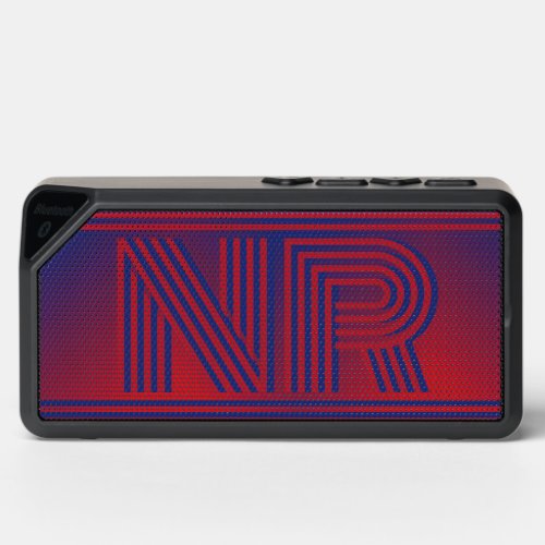    Night Fire Red to Blue Gradient Custom Initials Bluetooth Speaker