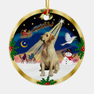 Night Flight #2 - Yellow Lab Ceramic Ornament