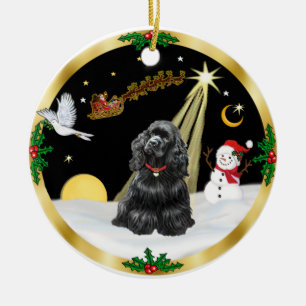 Night Flight-  Black Cocker Spaniel Ceramic Ornament