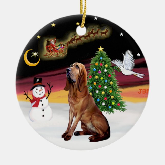 Night Flight - Bloodhound Ceramic Ornament (Front)