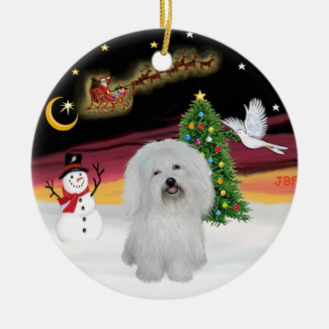 Night Flight - Coton de Tulear Ceramic Ornament (Front)