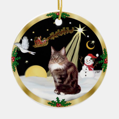 Night Flight GW _ Maine Coon cat 9 Ceramic Ornament