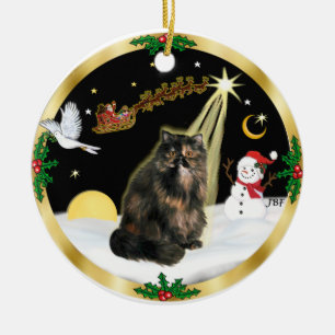 Night Flight (GW) - Tortie Persian cat Ceramic Ornament