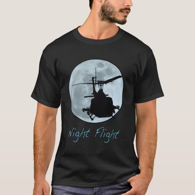 Night Flight Huey Uh-1 Iroquois T-Shirt (Front)