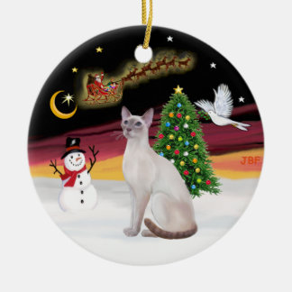 Night Flight - Lilac Point Siamese Ceramic Ornament