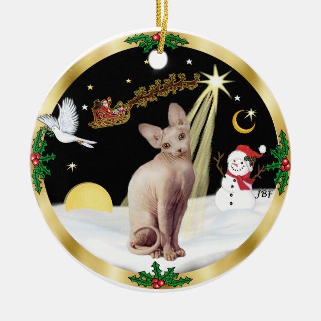 Night Flight - Sphynx 2b Ceramic Ornament (Front)