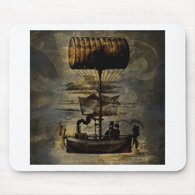 Night Flight Steampunk Flying Machine Mouse Pad (Front)