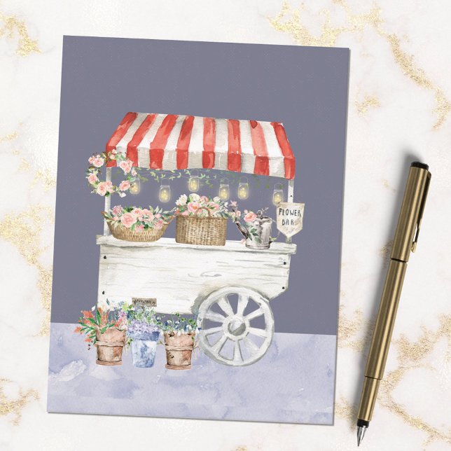 Night Flower Market Watercolor Cottagecore Art Postcard (Creator Uploaded)