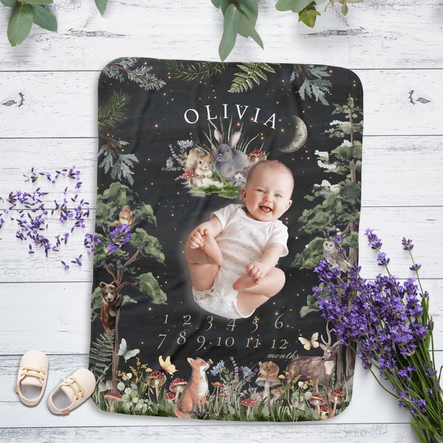 Night Forest Animals Milestone Baby Blanket (Creator Uploaded)
