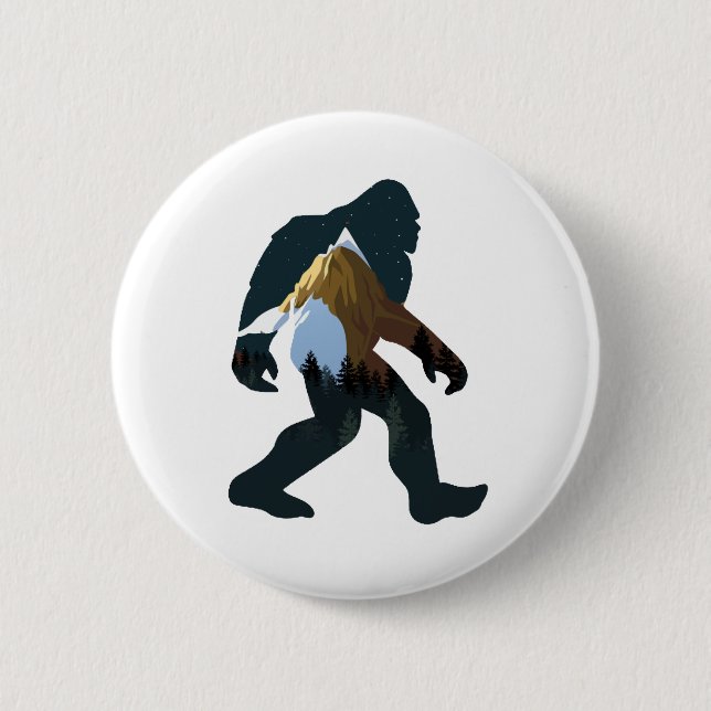 Night Forest Bigfoot Button (Front)