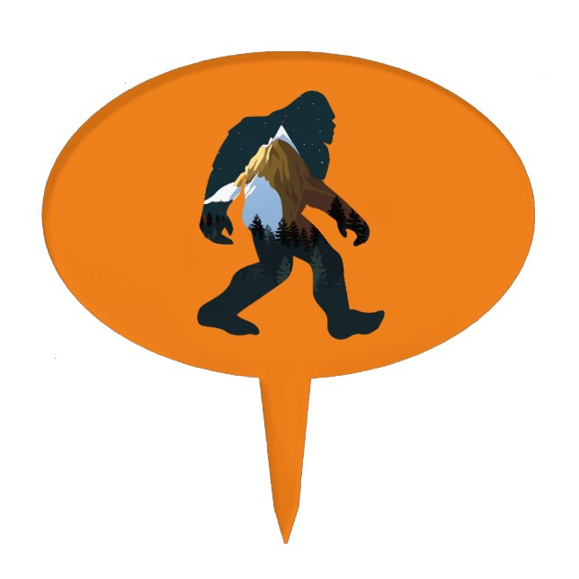 Night Forest Bigfoot Cake Topper (Front)