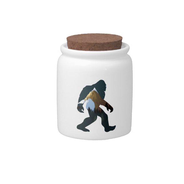 Night Forest Bigfoot Candy Jar (Front)