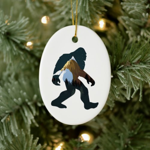 Night Forest Bigfoot Ceramic Ornament