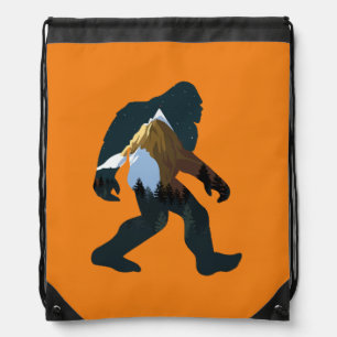 Night Forest Bigfoot Drawstring Bag