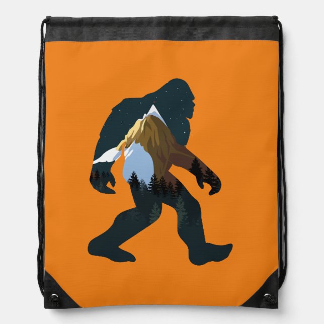 Night Forest Bigfoot Drawstring Bag (Front)