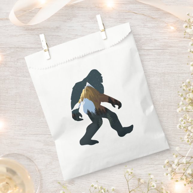 Night Forest Bigfoot Favor Bag (Clipped)