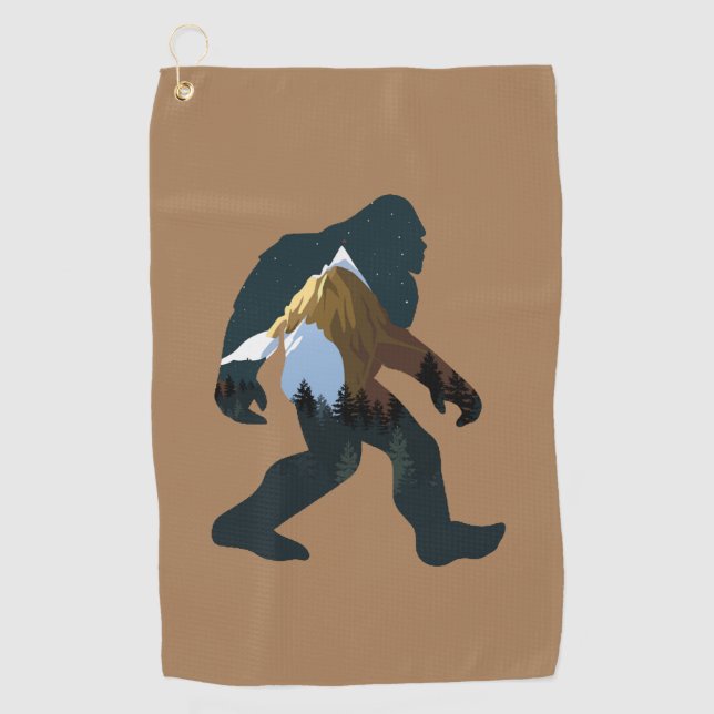 Night Forest Bigfoot Golf Towel (Front)