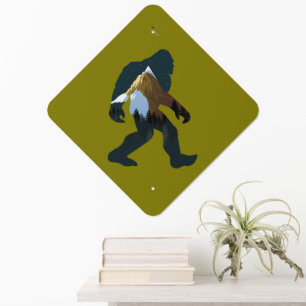 Night Forest Bigfoot Metal Sign