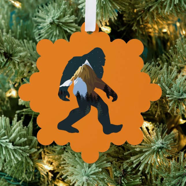 Night Forest Bigfoot Ornament Card (Insitu (Tree))