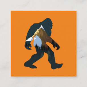 Night Forest Bigfoot Square Business Card