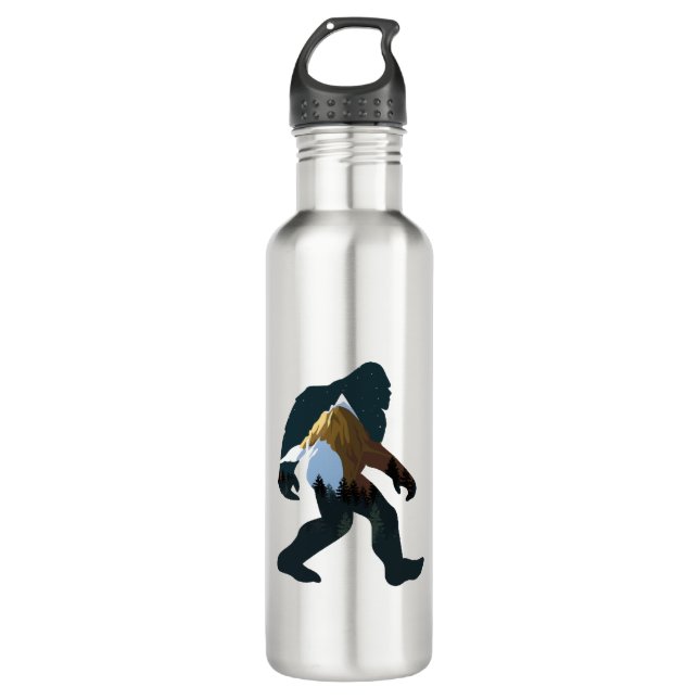 Night Forest Bigfoot Stainless Steel Water Bottle (Front)