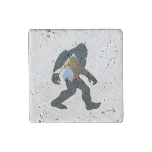 Night Forest Bigfoot Stone Magnet