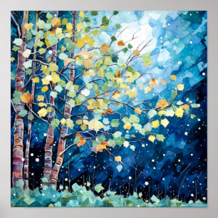Night Forest Landscape Home Decor Poster