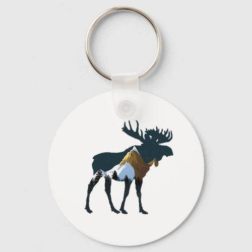 Night Forest Moose      Keychain