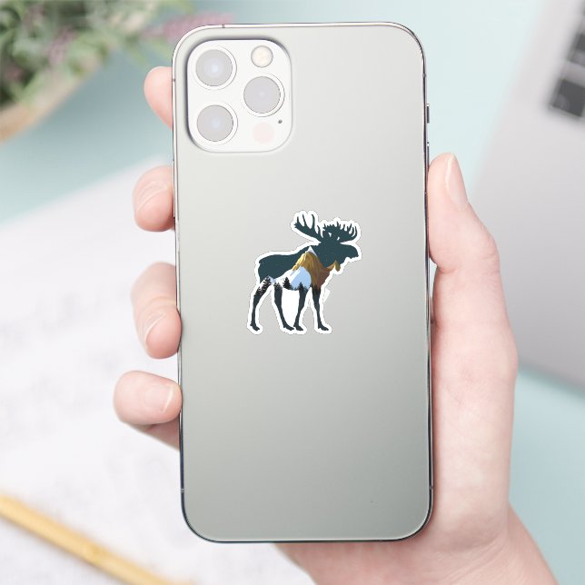 Night Forest Moose  Sticker (Phone)