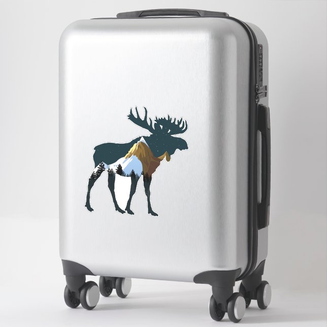 Night Forest Moose   Sticker (Suitcase)