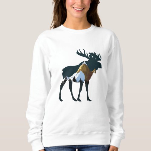 Night Forest Moose      Sweatshirt